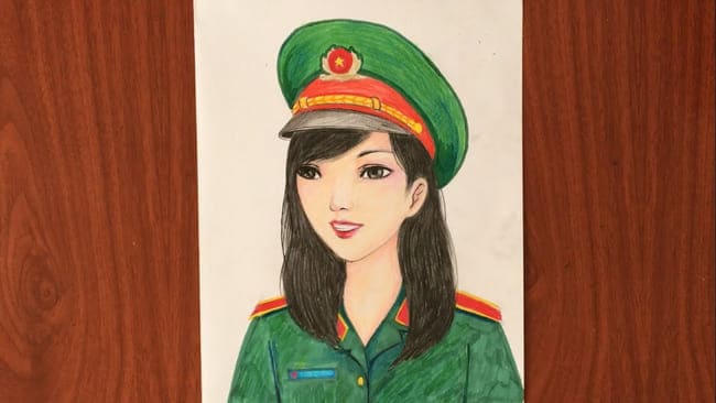 Vẽ chân dung cô bộ đội
