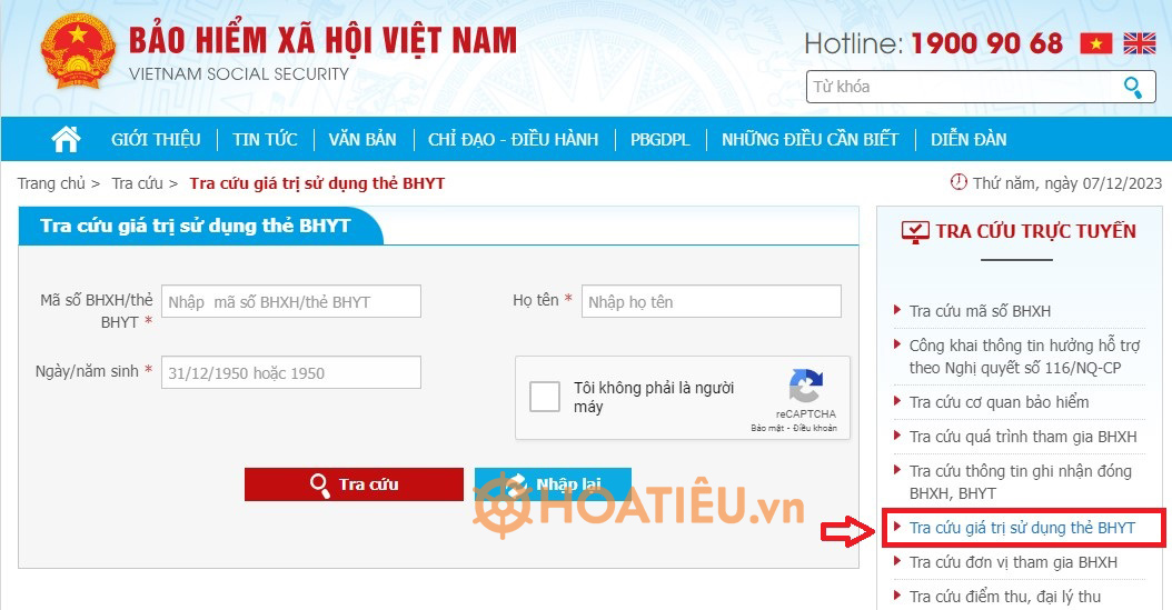 - Bước 1: Truy cập vào Webiste: https://baohiemxahoi.gov.vn --> Chọn “Tra cứu trực tuyến”.