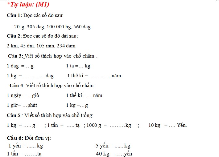 Đề cương ôn tập Học kì 1 Toán 4 Cánh Diều