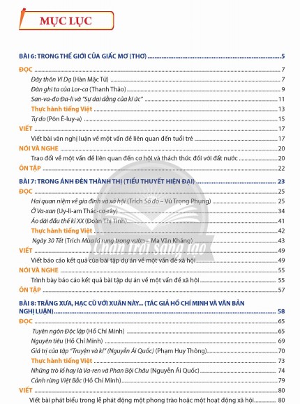 Bản mẫu SGK lớp 12 môn Ngữ văn Chân trời sáng tạo tập 2