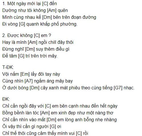 Chỉ cần được ngồi đây với em Hợp âm