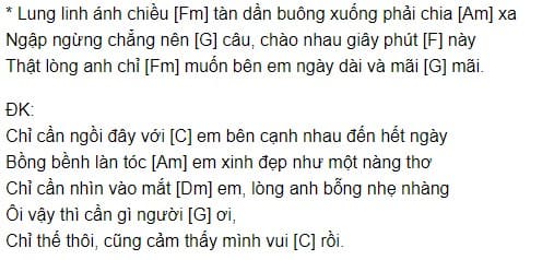 Chỉ cần ngồi đây với em bên cạnh nhau đến hết ngày Hợp âm