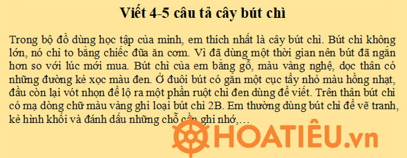 Viết 4-5 câu tả chiếc bút chì