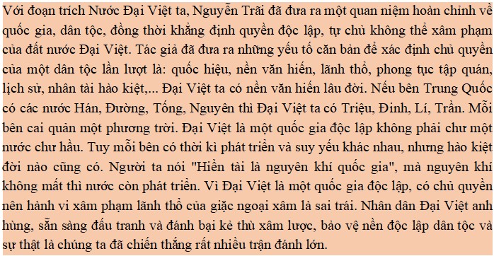 Nước Đại Việt ta là một quốc gia như thế nào