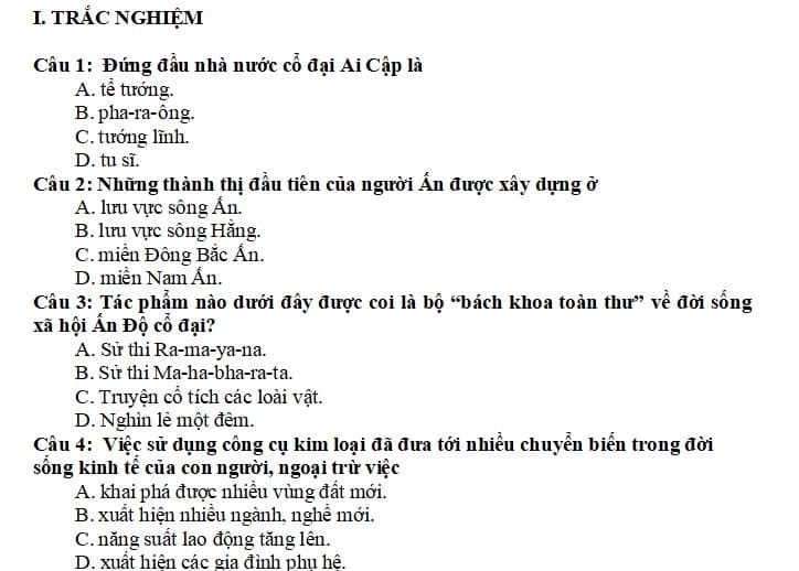 Đề thi học kì 1 Lịch sử Địa lí 6 Cánh Diều