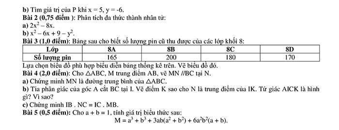 Đề thi cuối kì 1 Toán 8 KNTT có đáp án