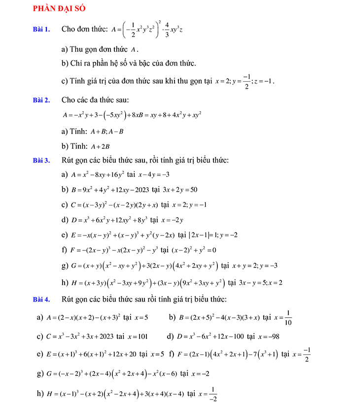 Nội dung đề cương ôn tập cuối kì 1 Toán 8 KNTT