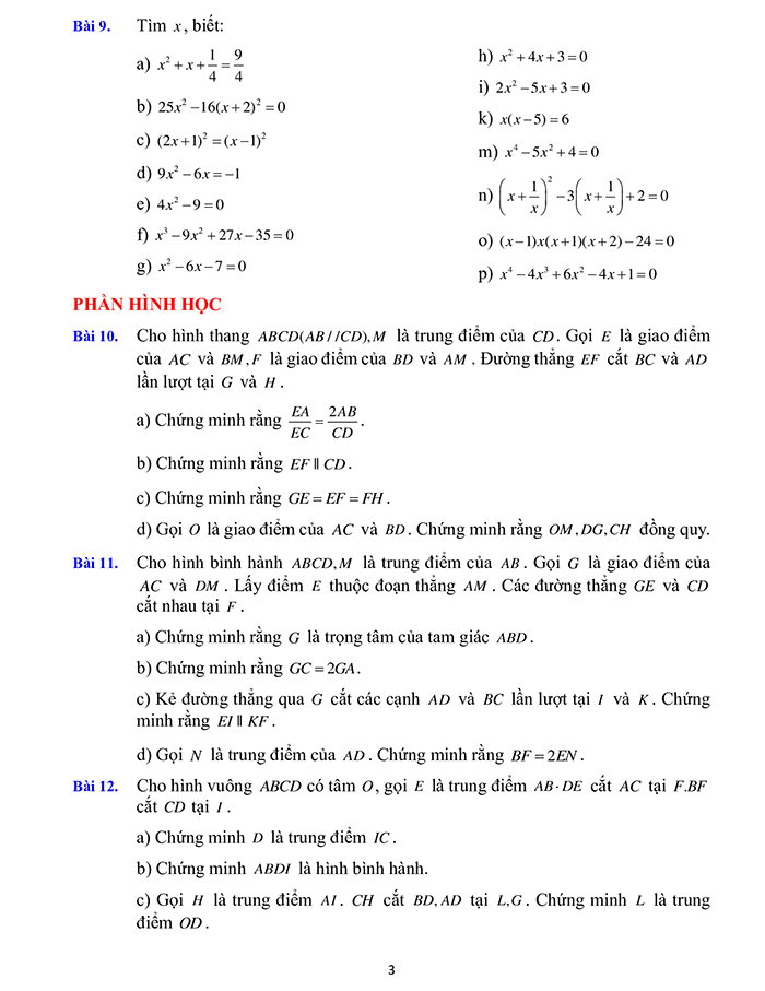 Nội dung đề cương ôn tập cuối kì 1 Toán 8 KNTT