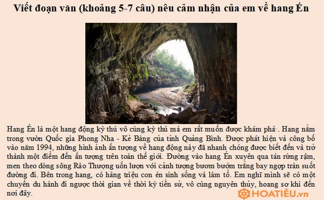 Soạn văn lớp 6 bài Hang Én