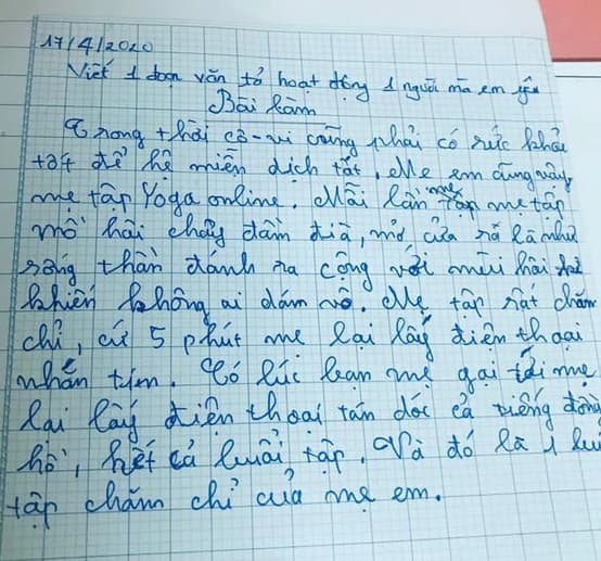 Viết một đoạn văn tả hoạt động của một người mà em yêu mến