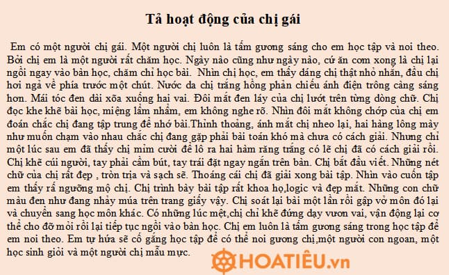 viết đoạn văn tả hoạt động của một người mà em yêu mến	