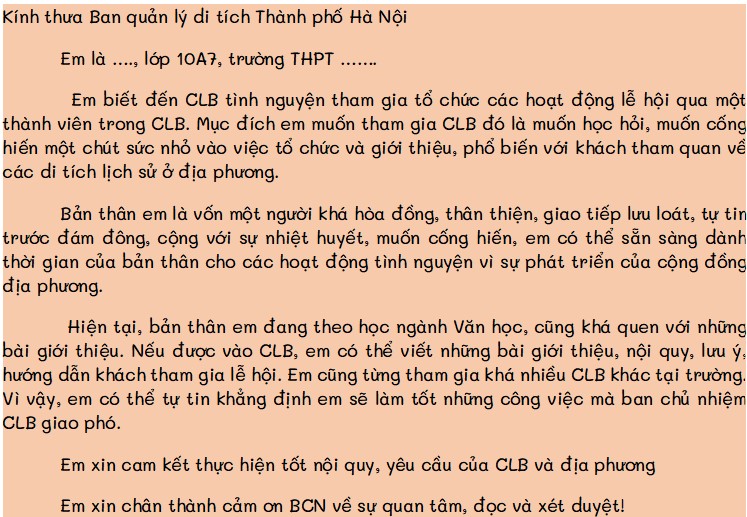Viết bài luận thuyết phục Ban Tổ chức của lễ hội hoặc Ban Quản lí di tích chấp nhận mong muốn của em