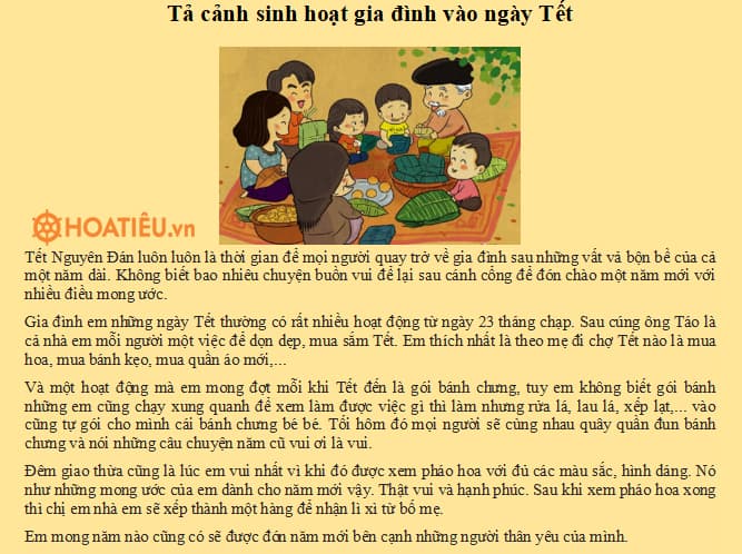 Viết bài văn tả cảnh sinh hoạt vào ngày tết