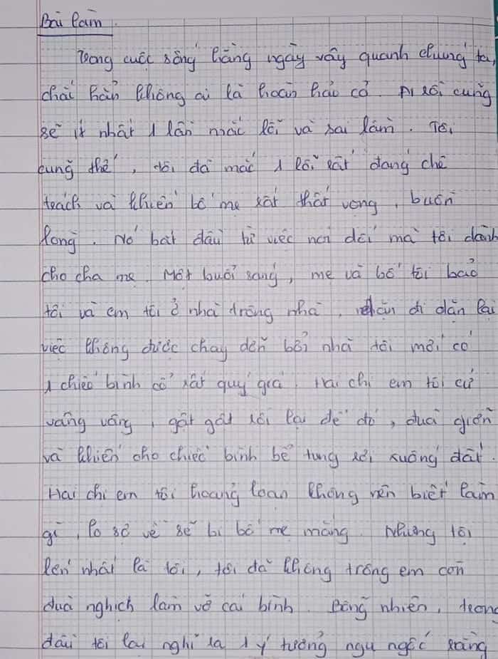 Bài văn Kể về một lần em mắc lỗi với mẹ