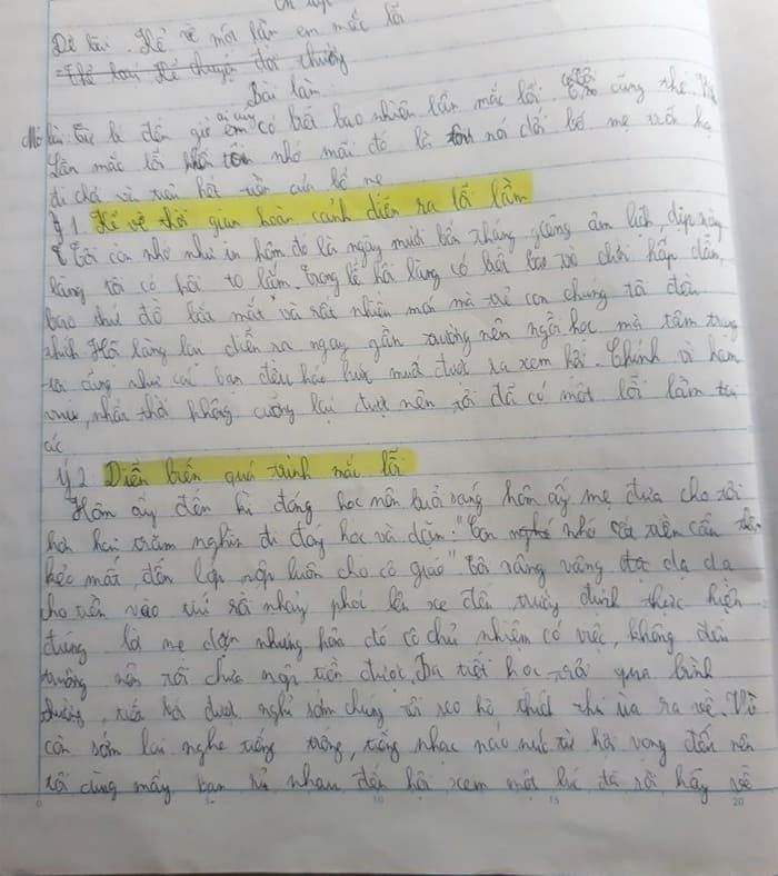 Kể về một lần em mắc lỗi với mẹ ngắn	