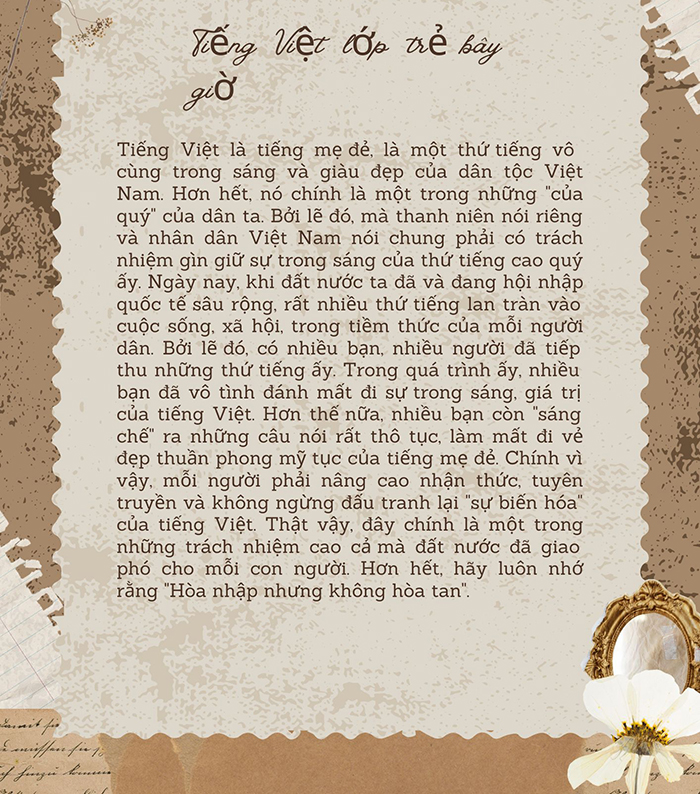 Hãy viết một đoạn văn (khoảng 10 - 12 dòng) lí giải vì sao phải giữ gìn sự trong sáng của tiếng Việt.