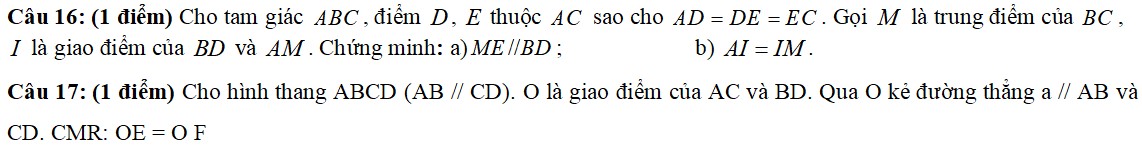 Đề thi học kì 1 Toán lớp 8 2023