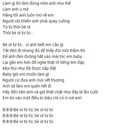 Bé Ơi Từ Từ Wren Evans Lyrics
