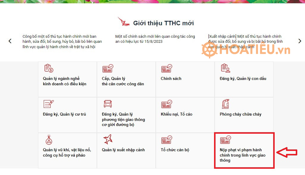 Hướng dẫn nộp phạt vi phạm giao thông trực tuyến qua Cổng Dịch vụ của Bộ Công an