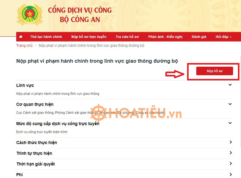 Hướng dẫn nộp phạt vi phạm giao thông trực tuyến qua Cổng Dịch vụ của Bộ Công an