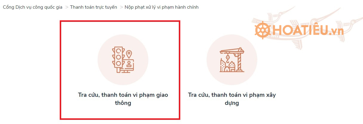 Cách nộp phạt vi phạm giao thông online qua Cổng dịch vụ công quốc gia