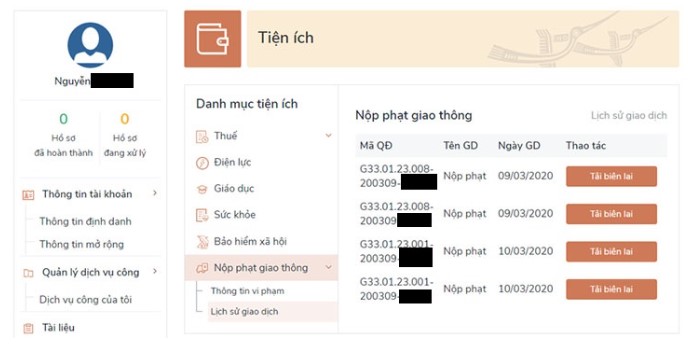 Cách nộp phạt vi phạm giao thông online qua Cổng dịch vụ công quốc gia