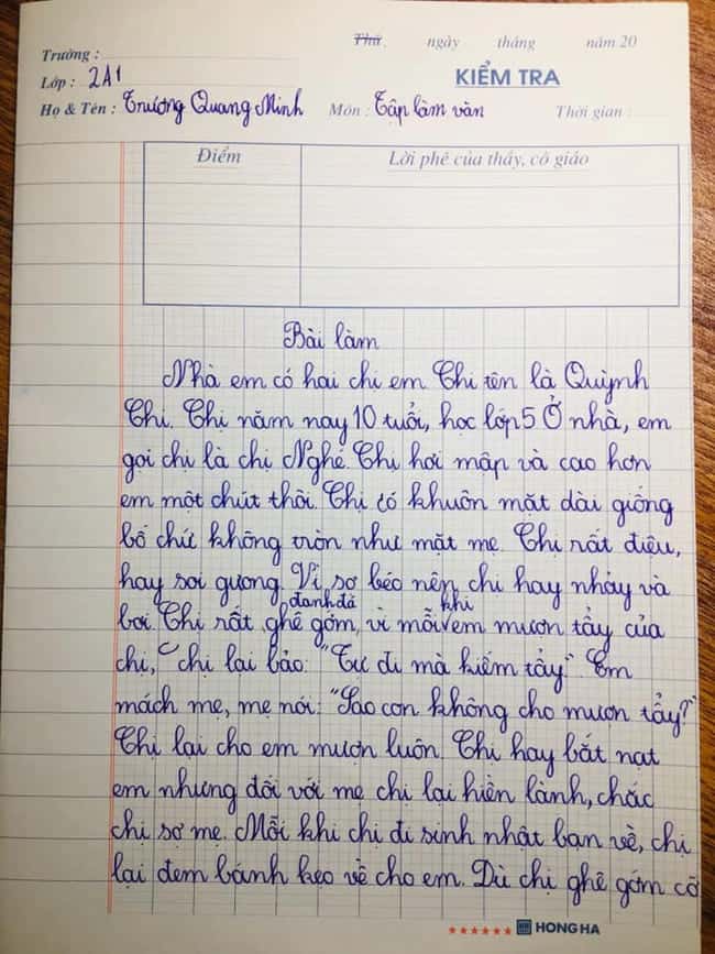 kể về anh, chị hoặc em của em