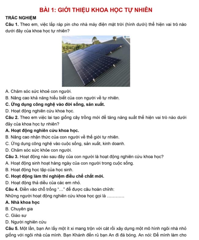 B️ộ Đề cương ôn thi học kì 1 môn Khoa học tự nhiên 6 