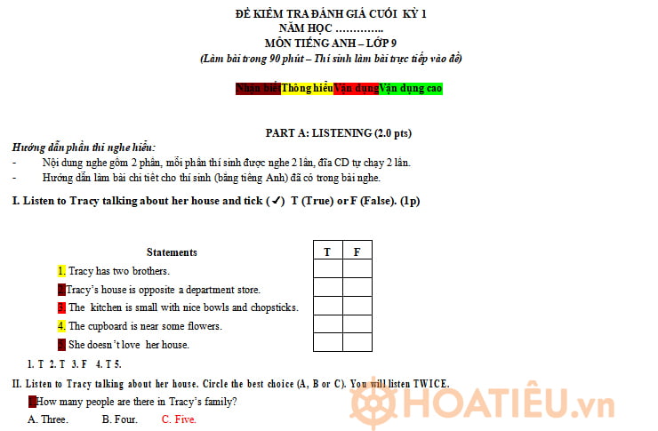 Đề thi học kì 1 Tiếng Anh 6 Global Success