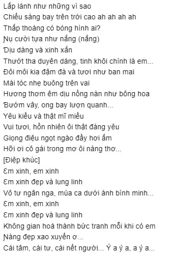 Em Xinh Lyrics