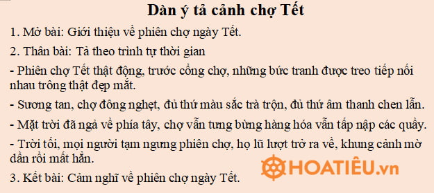 Lập dàn ý tả quang cảnh một phiên chợ Tết