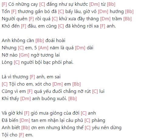 Tội Cho Em Khánh Vân Hợp âm chuẩn