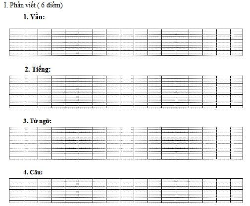 Đề thi Tiếng Việt lớp 1 Kết nối tri thức với cuộc sống học kì 1
