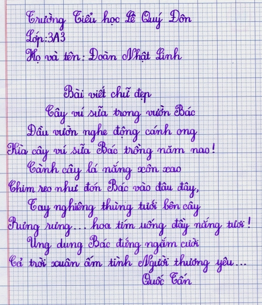 Mẫu bài thi viết chữ đẹp