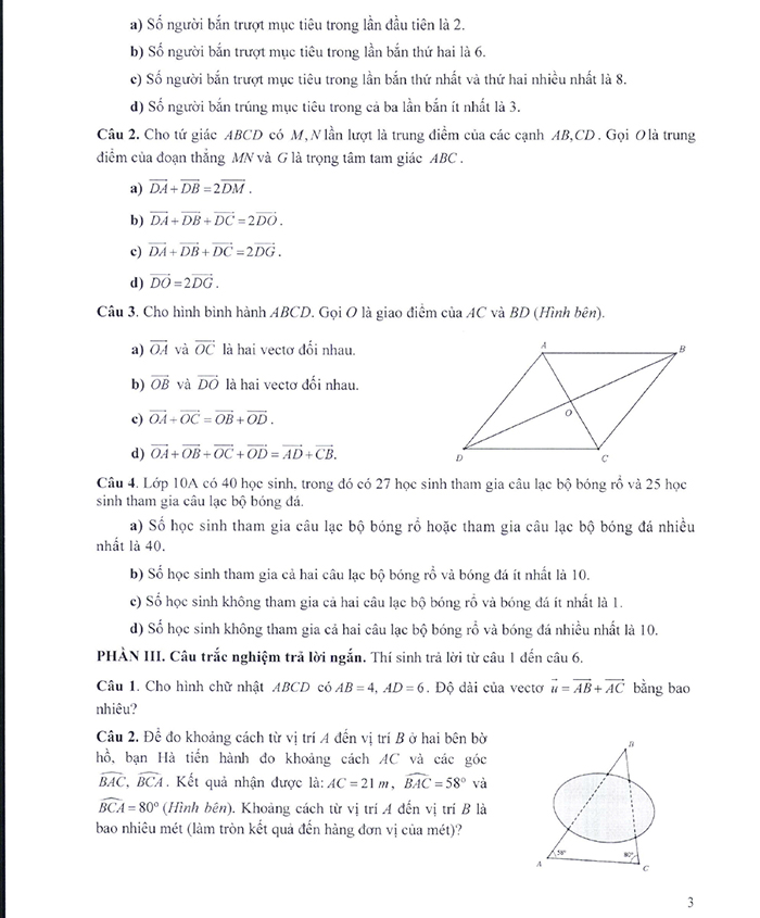 Nội dung đề minh họa 2025 môn Toán