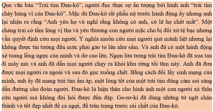 Suy nghĩ về hình ảnh trái tim cháy hùng vĩ của Đan-kô