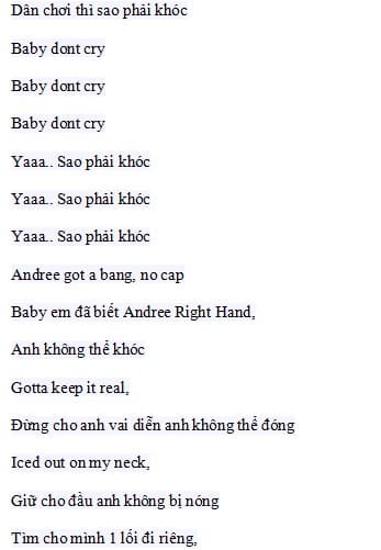 Dân Chơi Sao Phải Khóc Lyric