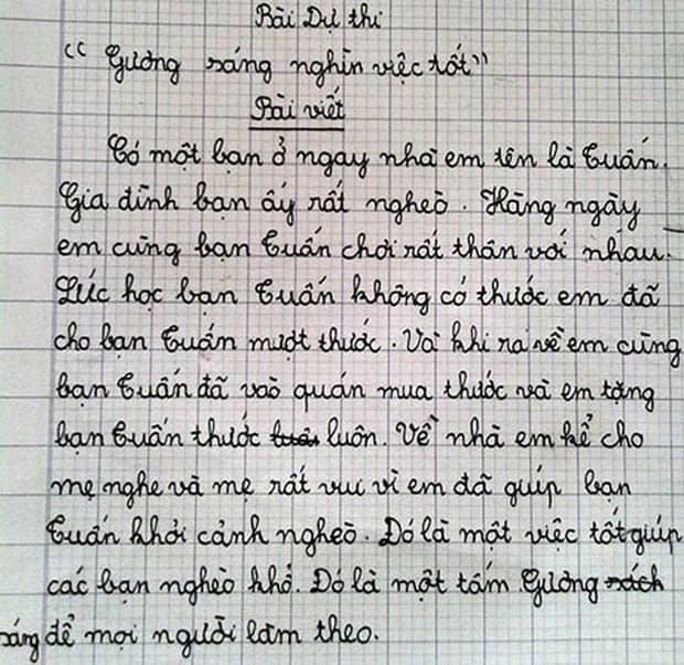 Kể về một việc tốt em đã làm cho bạn