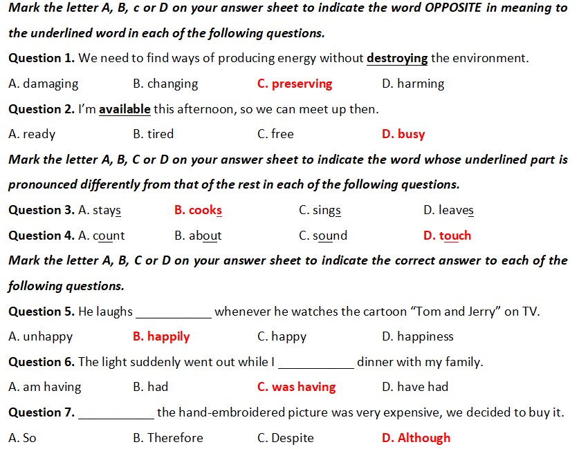Đề thi tuyển sinh lớp 10 môn Anh Hà Nội