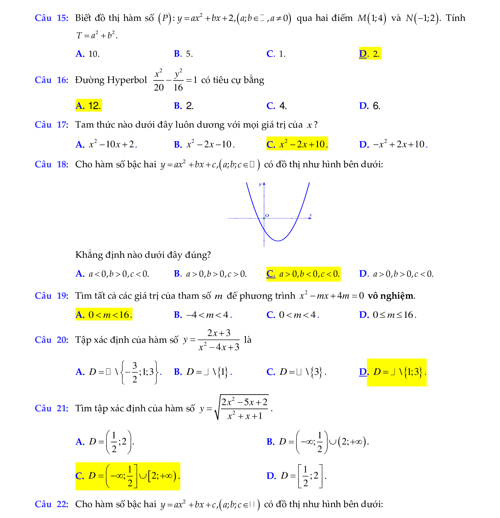 Đề thi giữa kì 2 toán 10 KNTT