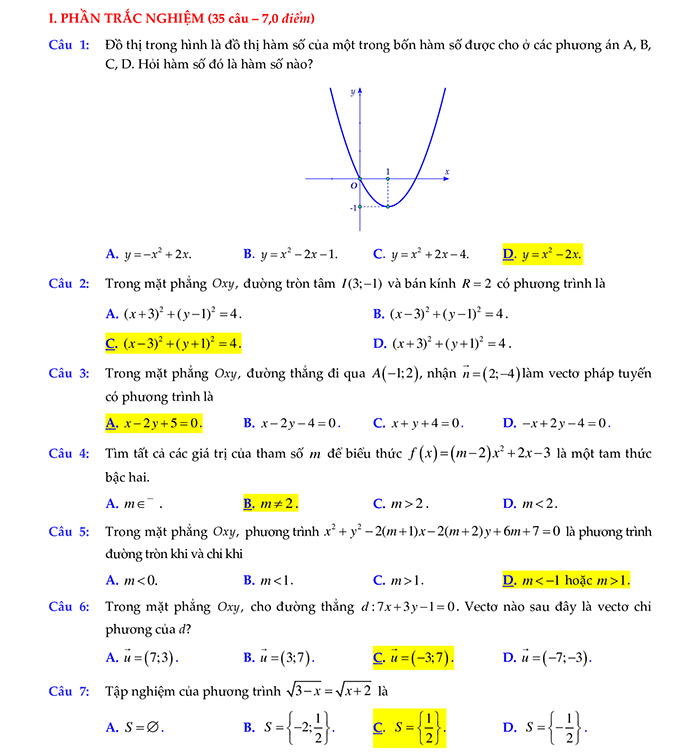 Đề thi giữa kì 2 toán 10 KNTT