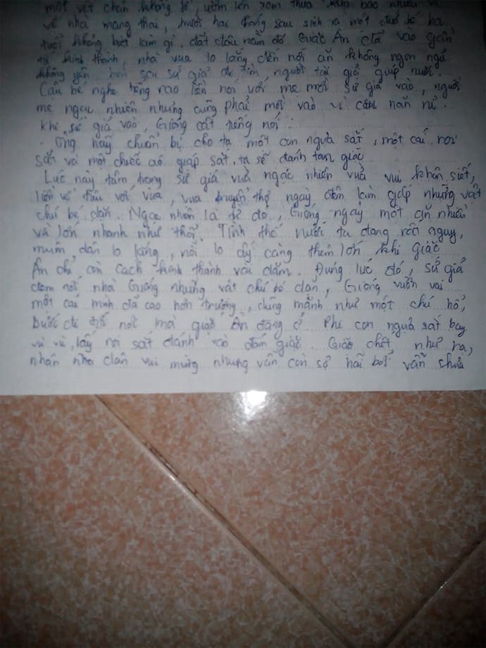 Kể lại truyện Thánh Gióng bằng lời văn của em