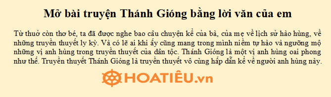 Mở bài Thánh Gióng