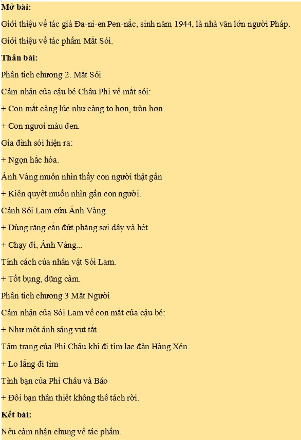 Dàn ý phân tích Mắt sói