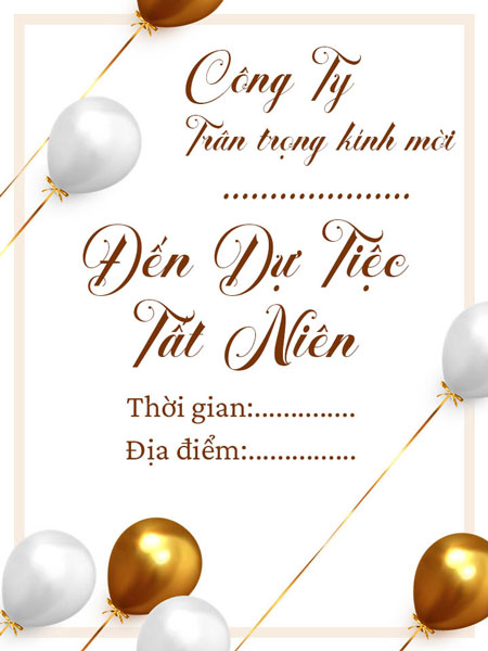 Thiệp mời tiệc thân mật cuối năm