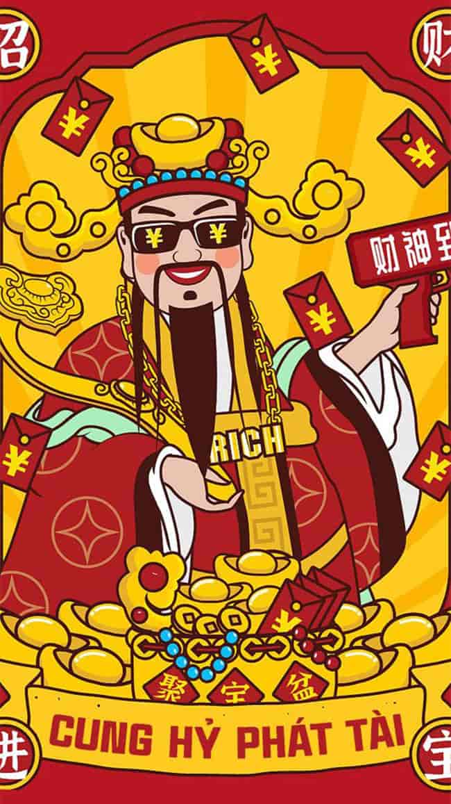 Hình nền Thần tài Tết 2024 cho điện thoại