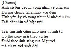 Trái đất nhìn về Mặt Trời lyrics