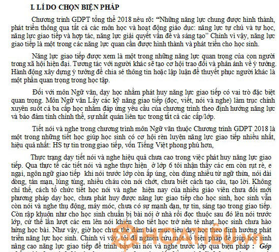 Sáng kiến kinh nghiệm ngữ văn 6 Chương trình mới