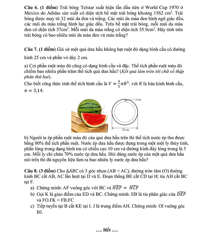 Đề tham khảo thi vào 10 môn Toán 2024 