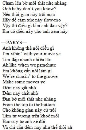 Lyric Parachute Parys